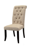 Dining Room Furniture Contemporary Rustic Style Beige Fabric Upholstered Tufted Set Of 2 Chairs Kitchen Breakfast Beige Dining Room Modern,Transitional Dining Chairs Rubberwood Tufted Back Solid Wood