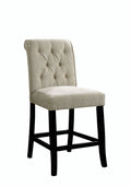 Dining Room Furniture Rustic Style Set Of 2 Counter Height Chairs Beige Chenille Fabric Upholstered Tufted Kitchen Breakfast Beige Dining Room Rustic,Transitional Side Chair Tufted Back Solid Wood