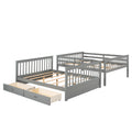 Full Over Full Bunk Bed With Ladders And Two Storage Drawers Gray Old Sku:Lt000365Aae Gray Solid Wood