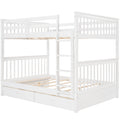 Full Over Full Bunk Bed With Ladders And Two Storage Drawers White Old Sku:Lt000365Aak White Solid Wood