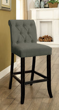 Dining Room Furniture Rustic Style Set Of 2 Counter Height Chairs Grey Chenille Fabric Upholstered Tufted Kitchen Breakfast Grey Dining Room Modern,Transitional Dining Chairs Rubberwood Tufted Back Solid Wood
