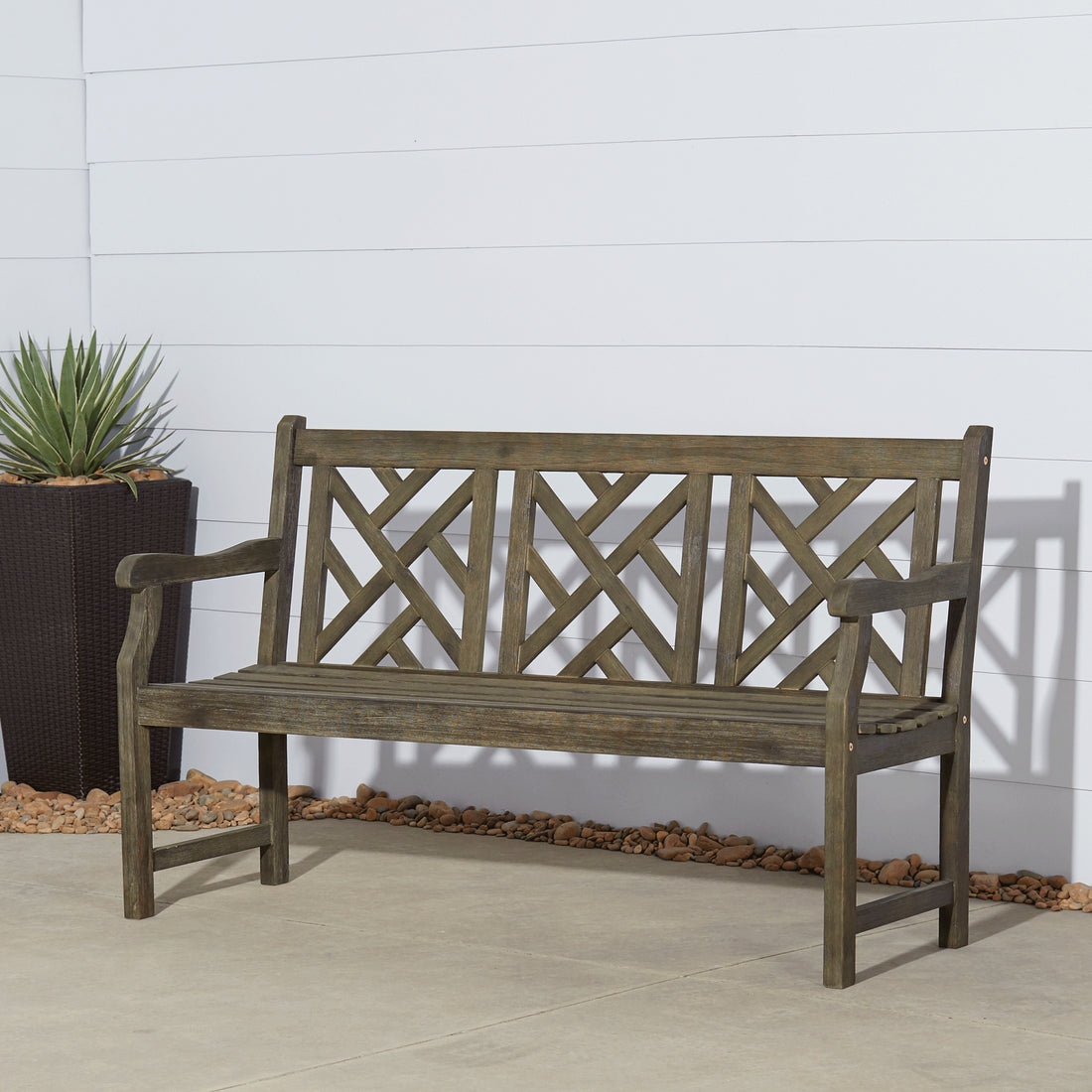 Renaissance Outdoor Patio 5 Foot Hand Scraped Wood Garden Bench Teak Solid Wood