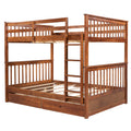 Full Over Full Bunk Bed With Ladders And Two Storage Drawers Walnut Old Sku:Lt000365Aad Walnut Solid Wood