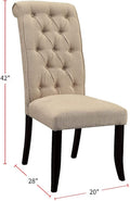 Dining Room Furniture Contemporary Rustic Style Beige Fabric Upholstered Tufted Set Of 2 Chairs Kitchen Breakfast Beige Dining Room Modern,Transitional Dining Chairs Rubberwood Tufted Back Solid Wood