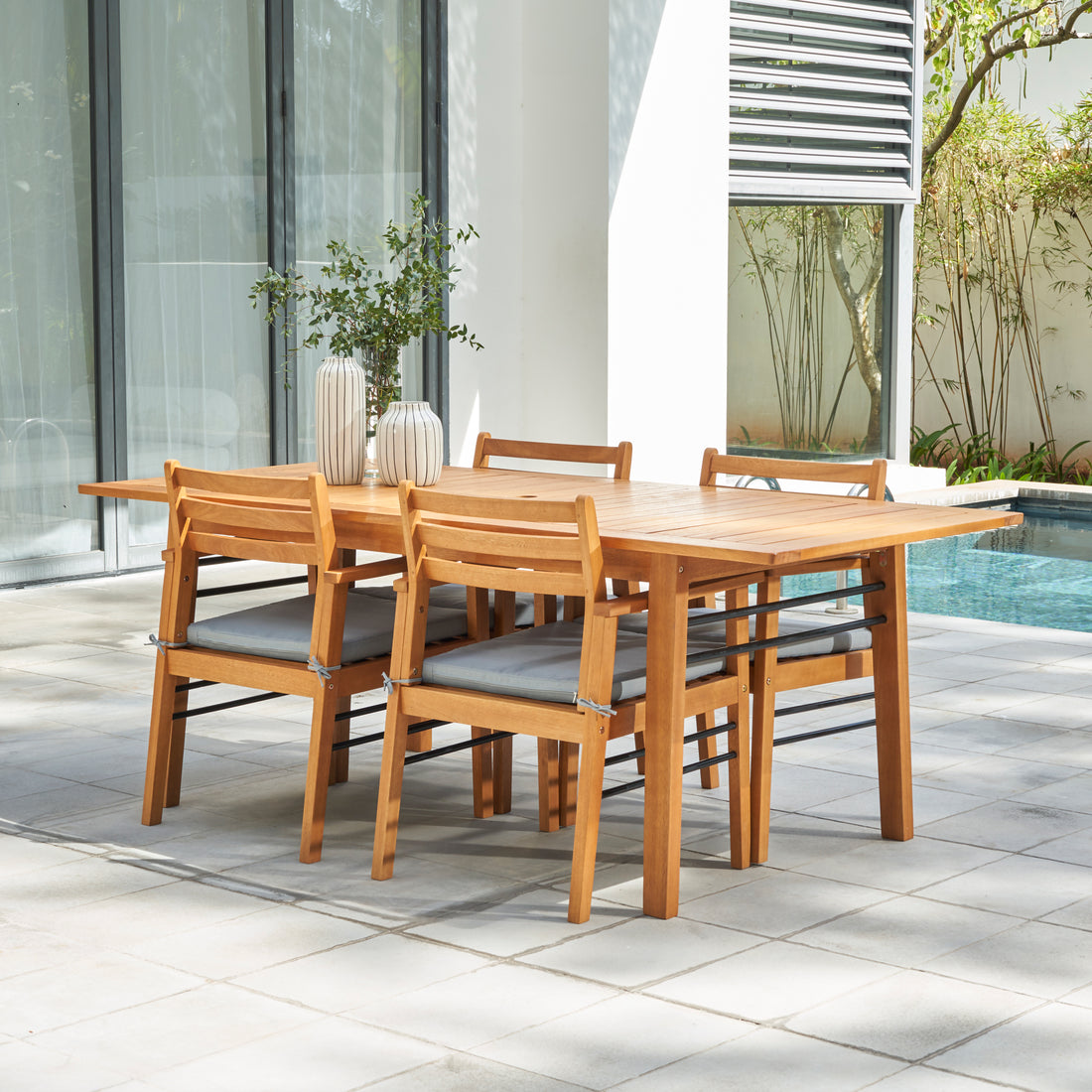 Gloucester Teak Like 5 Piece Dining Set Teak Solid Wood