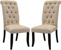 Dining Room Furniture Contemporary Rustic Style Beige Fabric Upholstered Tufted Set Of 2 Chairs Kitchen Breakfast Beige Dining Room Modern,Transitional Dining Chairs Rubberwood Tufted Back Solid Wood