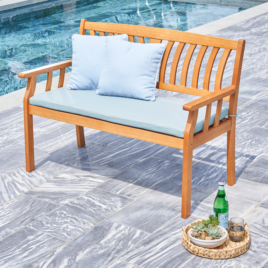 Kapalua Honey Nautical Eucalyptus Wooden Outdoor Garden Bench Teak Solid Wood