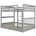 Full Over Full Bunk Bed With Ladders And Two Storage Drawers Gray Old Sku:Lt000365Aae Gray Solid Wood