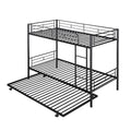 Twin Over Twin Metal Bunk Bed With Trundle,Can Be Divided Into Two Beds,No Box Spring Needed ,Black Old Sku: Mf194806Aab Black Metal