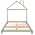 Full Size Wood Platform Bed With House Shaped Headboard Green Green Solid Wood