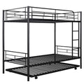 Twin Over Twin Metal Bunk Bed With Trundle,Can Be Divided Into Two Beds,No Box Spring Needed ,Black Old Sku: Mf194806Aab Black Metal