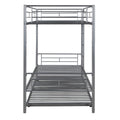 Twin Over Twin Metal Bunk Bed With Trundle,Can Be Divided Into Two Beds,No Box Spring Needed ,White Old Sku: Mf194806Aan Silver Metal