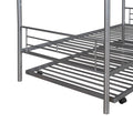 Twin Over Twin Metal Bunk Bed With Trundle,Can Be Divided Into Two Beds,No Box Spring Needed ,White Old Sku: Mf194806Aan Silver Metal