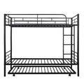 Twin Over Twin Metal Bunk Bed With Trundle,Can Be Divided Into Two Beds,No Box Spring Needed ,Black Old Sku: Mf194806Aab Black Metal