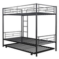 Twin Over Twin Metal Bunk Bed With Trundle,Can Be Divided Into Two Beds,No Box Spring Needed ,Black Old Sku: Mf194806Aab Black Metal