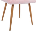 Hengming Dining Chairs With Faux Fur, Mid Century Side Chairs With Solid Painting Steel Leg For Dining Room Pink Faux Fur
