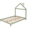Full Size Wood Platform Bed With House Shaped Headboard Green Green Solid Wood
