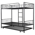 Twin Over Twin Metal Bunk Bed With Trundle,Can Be Divided Into Two Beds,No Box Spring Needed ,Black Old Sku: Mf194806Aab Black Metal