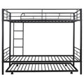 Twin Over Twin Metal Bunk Bed With Trundle,Can Be Divided Into Two Beds,No Box Spring Needed ,Black Old Sku: Mf194806Aab Black Metal