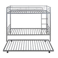 Twin Over Twin Metal Bunk Bed With Trundle,Can Be Divided Into Two Beds,No Box Spring Needed ,White Old Sku: Mf194806Aan Silver Metal