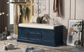 Storage Bench With 2 Drawers And 2 Cabinets, Shoe Bench With Removable Cushion For Living Room, Entryway Antique Navy Antique Navy Solid Wood