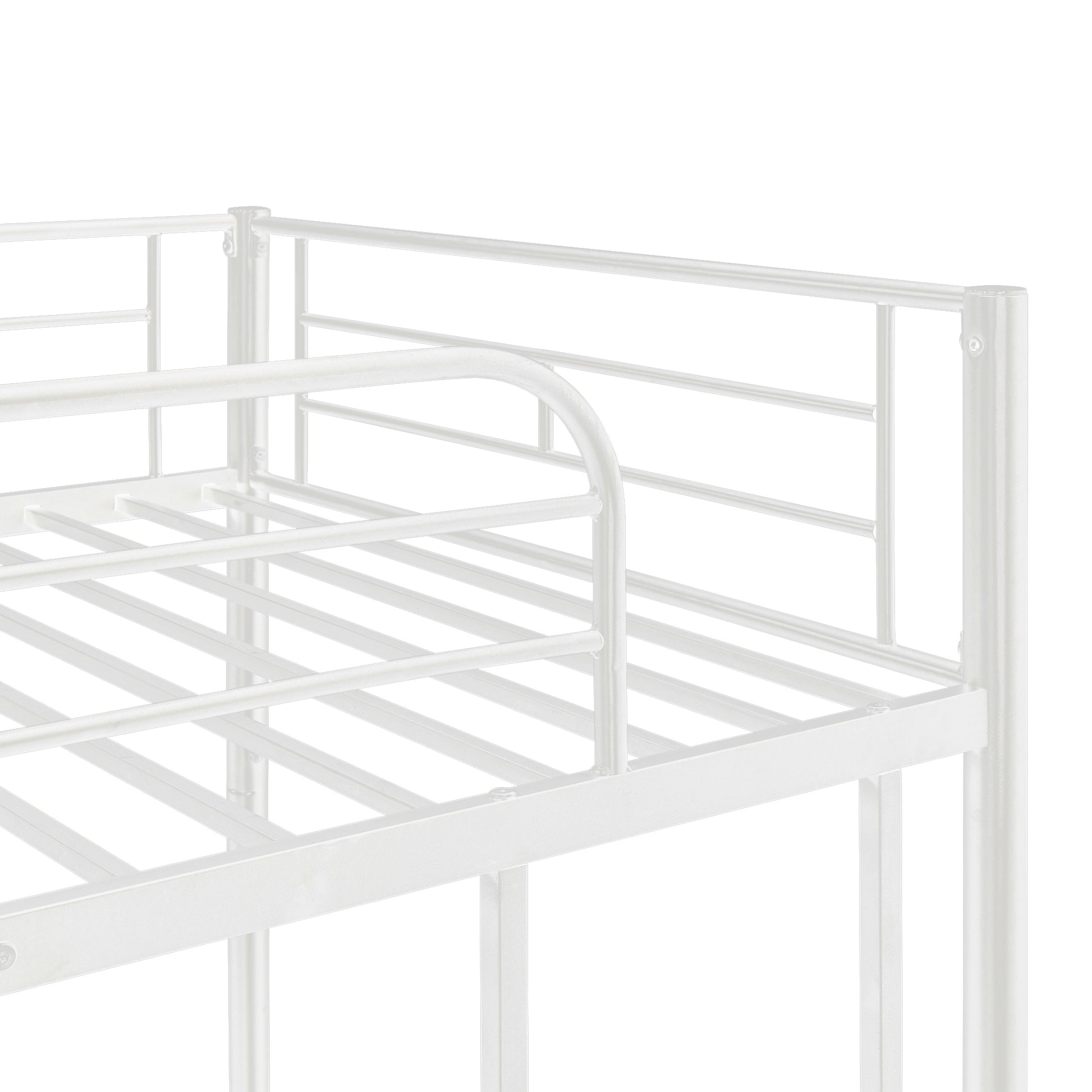 Twin Over Twin Metal Bunk Bed With Trundle,Can Be Divided Into Two Beds,No Box Spring Needed ,White Old Sku: Mf194806Aak White Metal