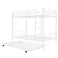 Twin Over Twin Metal Bunk Bed With Trundle,Can Be Divided Into Two Beds,No Box Spring Needed ,White Old Sku: Mf194806Aak White Metal