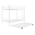 Twin Over Twin Metal Bunk Bed With Trundle,Can Be Divided Into Two Beds,No Box Spring Needed ,White Old Sku: Mf194806Aak White Metal