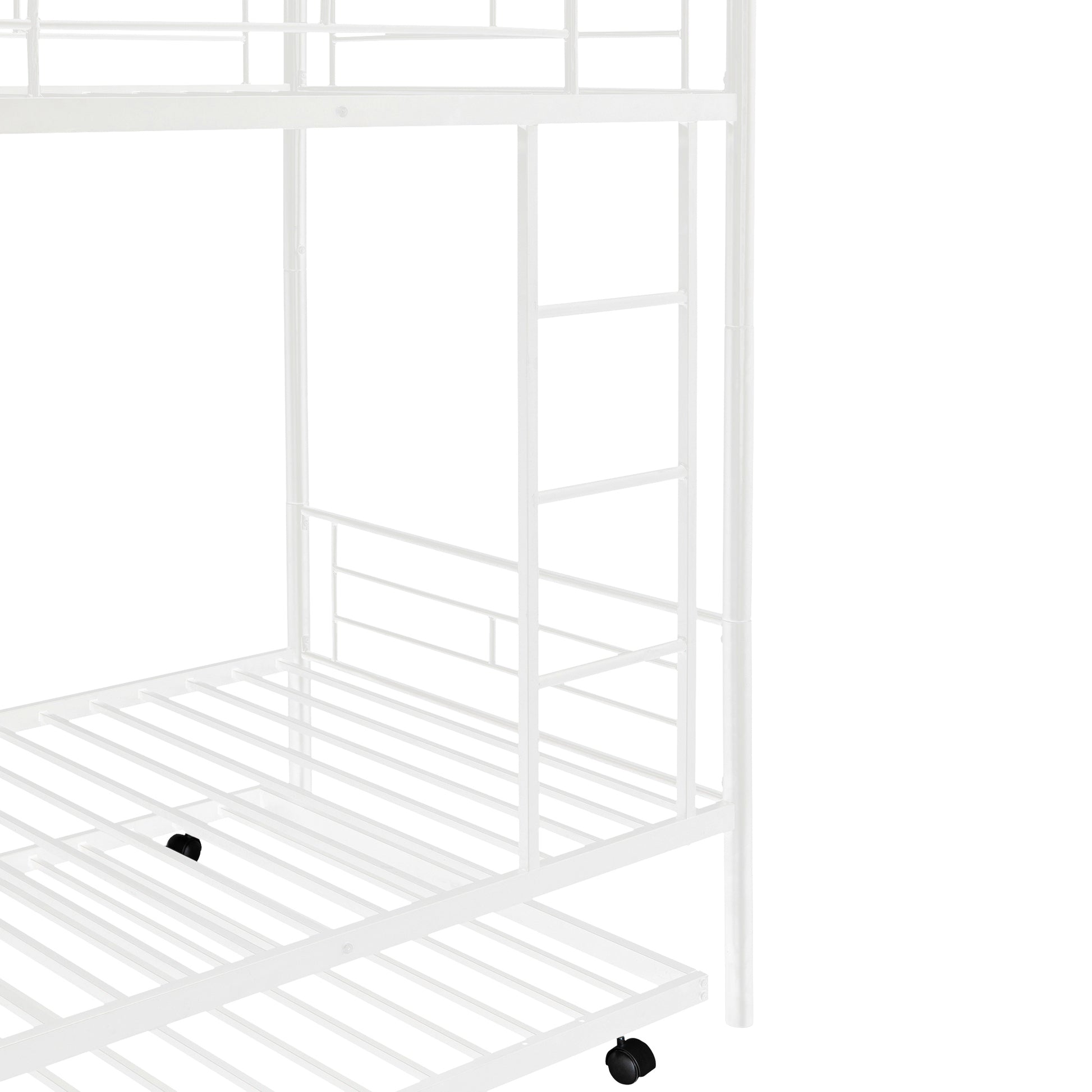 Twin Over Twin Metal Bunk Bed With Trundle,Can Be Divided Into Two Beds,No Box Spring Needed ,White Old Sku: Mf194806Aak White Metal