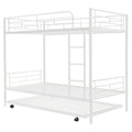 Twin Over Twin Metal Bunk Bed With Trundle,Can Be Divided Into Two Beds,No Box Spring Needed ,White Old Sku: Mf194806Aak White Metal