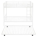 Twin Over Twin Metal Bunk Bed With Trundle,Can Be Divided Into Two Beds,No Box Spring Needed ,White Old Sku: Mf194806Aak White Metal