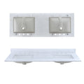 60 Inch Engineered Marble Vanity Top With Rectangular Double Basins White Marble