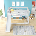 Full Over Full Bunk Bed With Slide And Ladder In White Color White Pine