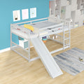 Full Over Full Bunk Bed With Slide And Ladder In White Color White Pine