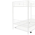 Twin Over Twin Metal Bunk Bed With Trundle,Can Be Divided Into Two Beds,No Box Spring Needed ,White Old Sku: Mf194806Aak White Metal