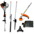 4 In 1 Multi Functional Trimming Tool, 56Cc 2 Cycle Garden Tool System With Gas Pole Saw, Hedge Trimmer, Grass Trimmer, And Brush Cutter Epa Compliant Orange Plastic