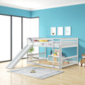 Full Over Full Bunk Bed With Slide And Ladder In White Color White Pine