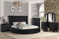 King 5 Pc Vanity Bedroom Set Made With Wood In Black Color Box Spring Not Required King Black Wood 5 Piece Set Bedroom Modern Upholstered Velvet Tufted Wood