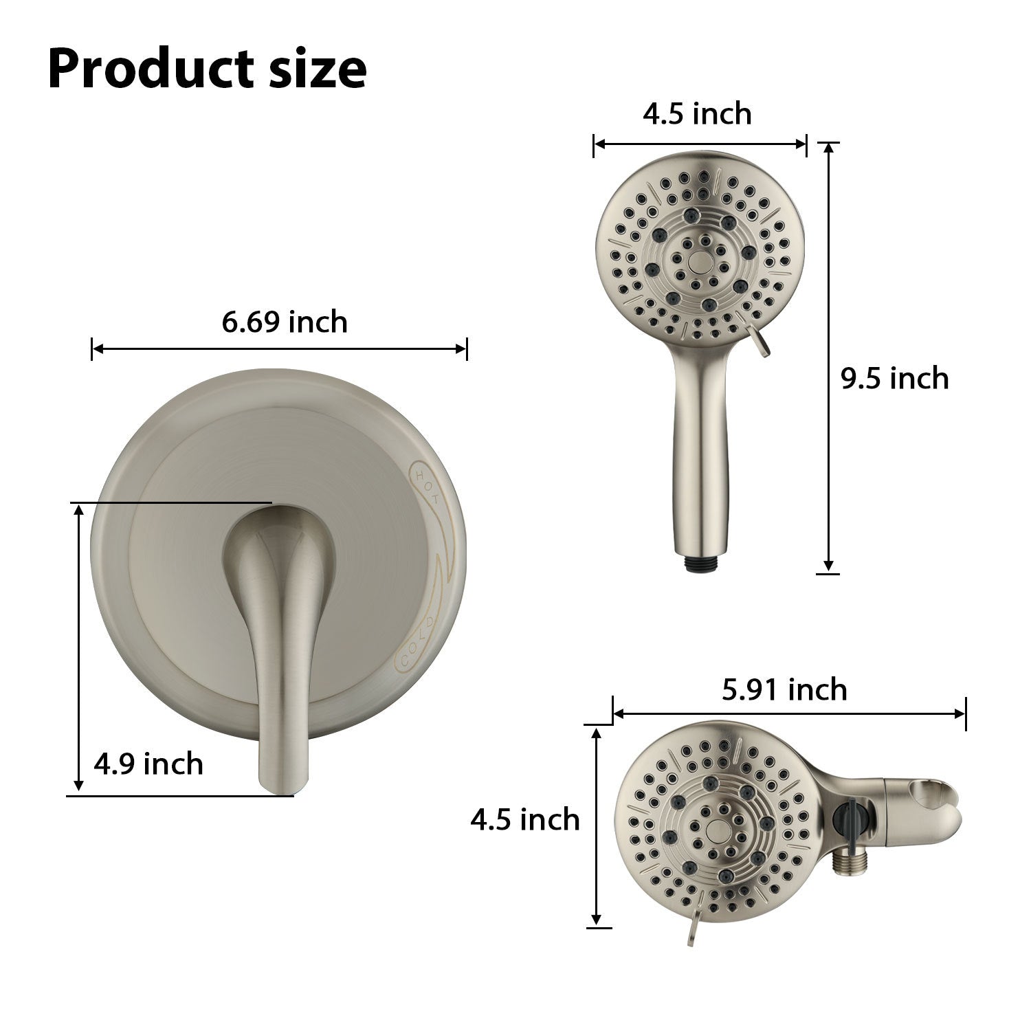 Classic High Pressure Single Handle 6 Spray Patterns Rain Shower Head With Handheld Shower Valve Included Brushed Nickel Brass