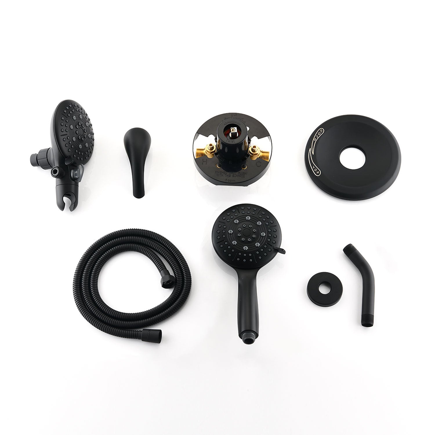 Classic High Pressure Single Handle 6 Spray Patterns Rain Shower Head With Handheld Shower Valve Included Matte Black Brass