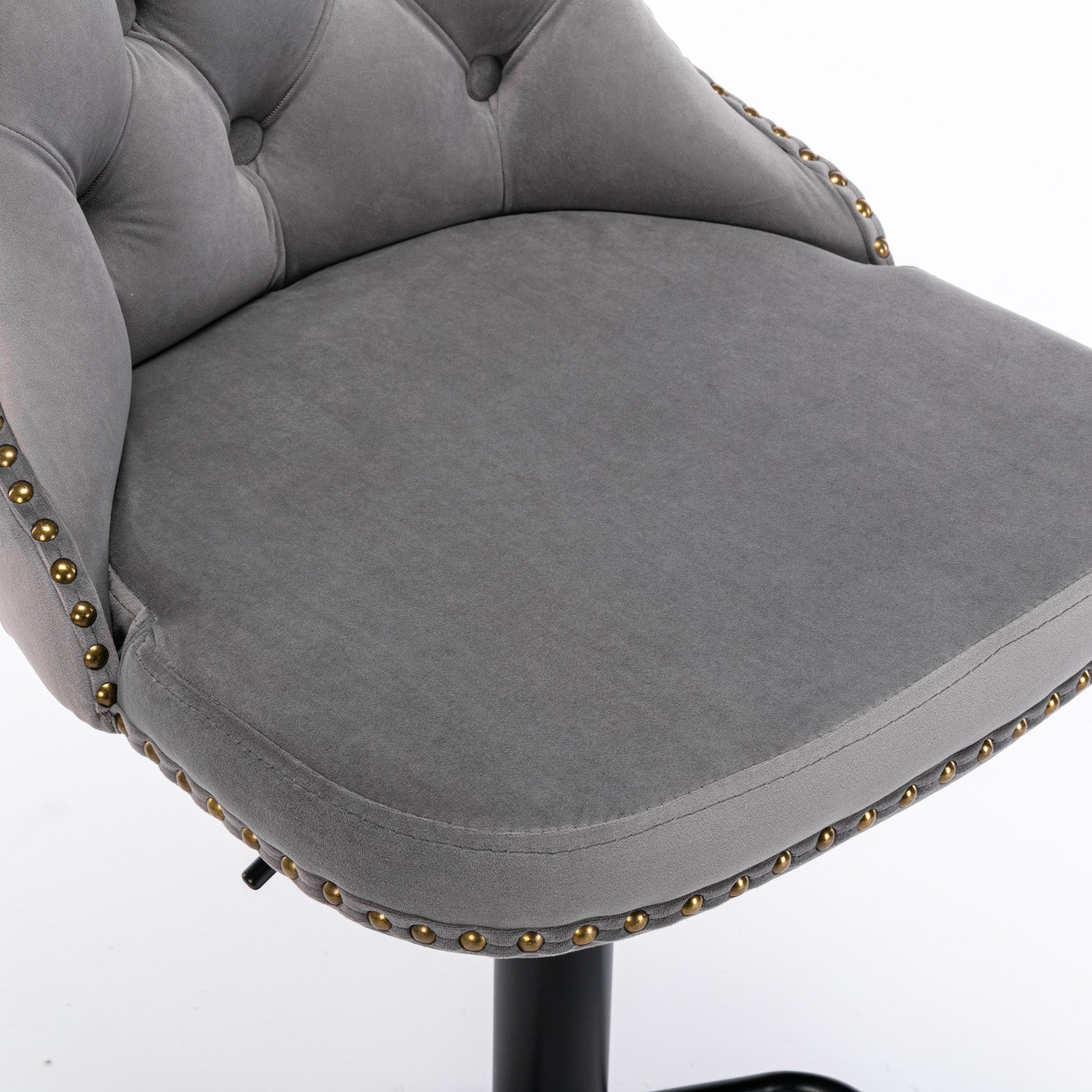 Swivel Velvet Barstools Adjusatble Seat Height From 25 33 Inch,17.7 Inch Base, Modern Upholstered Bar Stools With Backs Comfortable Tufted For Home Pub And Kitchen Island,Gray,Set Of 2 Gray Dining Room American Design Foam Velvet