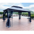 13X10 Outdoor Patio Gazebo Canopy Tent With Ventilated Double Roof And Mosquito Net Detachable Mesh Screen On All Sides ,Suitable For Lawn, Garden, Backyard And Deck,Gray Top Gray Metal