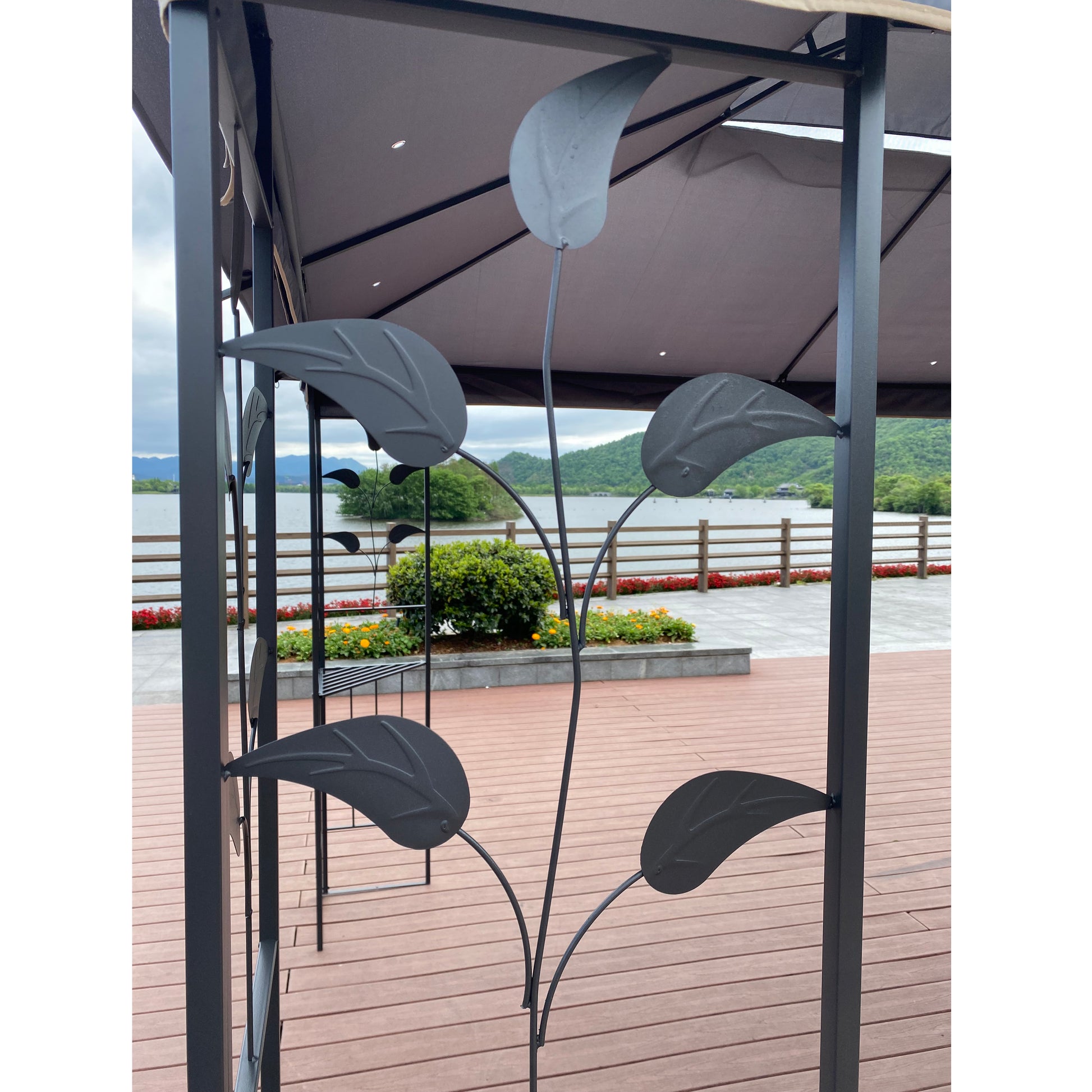 13X10 Outdoor Patio Gazebo Canopy Tent With Ventilated Double Roof And Mosquito Net Detachable Mesh Screen On All Sides ,Suitable For Lawn, Garden, Backyard And Deck,Gray Top Gray Metal