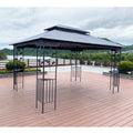 13X10 Outdoor Patio Gazebo Canopy Tent With Ventilated Double Roof And Mosquito Net Detachable Mesh Screen On All Sides ,Suitable For Lawn, Garden, Backyard And Deck,Gray Top Gray Metal