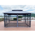 13X10 Outdoor Patio Gazebo Canopy Tent With Ventilated Double Roof And Mosquito Net Detachable Mesh Screen On All Sides ,Suitable For Lawn, Garden, Backyard And Deck,Gray Top Gray Metal