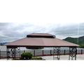 13X10 Ft Patio Double Roof Gazebo Replacement Canopy Top Fabric,Brown Brown Polyester
