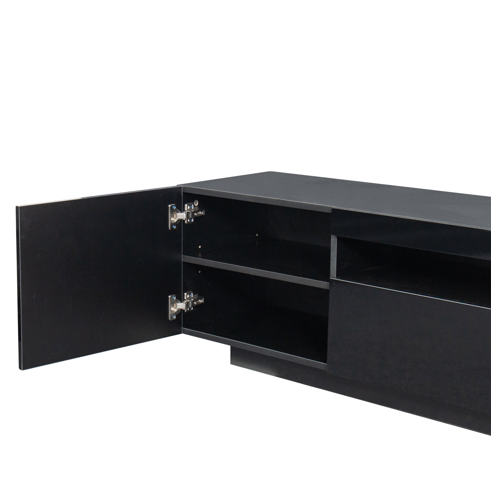 Tv Cabinet Wholesale, Black Tv Stand With Lights, Modern Led Tv Cabinet With Storage Drawers, Living Room Entertainment Center Media Black Particle Board