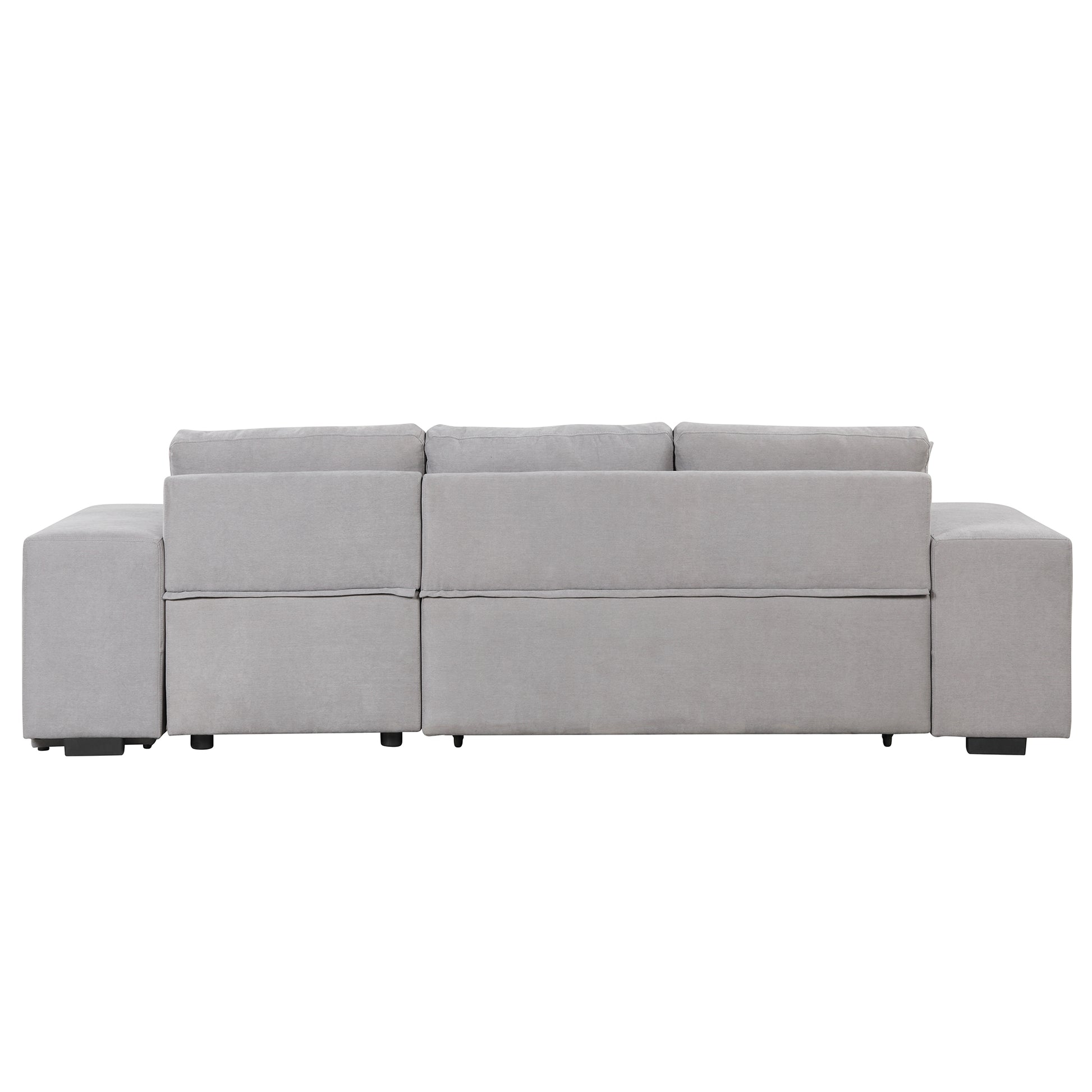 104.5" Pull Out Sleeper Sofa Reversible L Shape 3 Seat Sectional Couch With Storage Chaise And 2 Stools For Living Room Furniture Set,Gray Gray Foam Linen 3 Seat