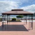 13X10 Outdoor Patio Gazebo Canopy Tent With Ventilated Double Roof And Mosquito Net Detachable Mesh Screen On All Sides ,Suitable For Lawn, Garden, Backyard And Deck,Brown Top Brown Metal