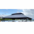 13X10 Ft Patio Double Roof Gazebo Replacement Canopy Top Fabric, Gray Gray Polyester